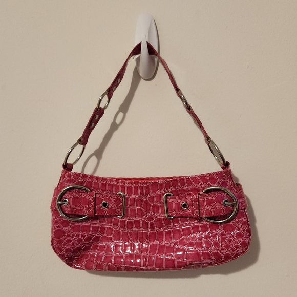 Pink faux alligator purse like new - Picture 1 of 6